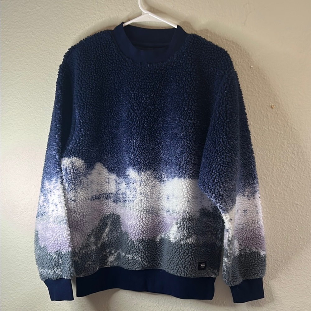 Vans Blue and White Gradient Crewneck Sweater ZIZE S